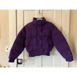 Tyrolia skiwear womens 8 purple down jacket vintage puffer coat ski apres snow
